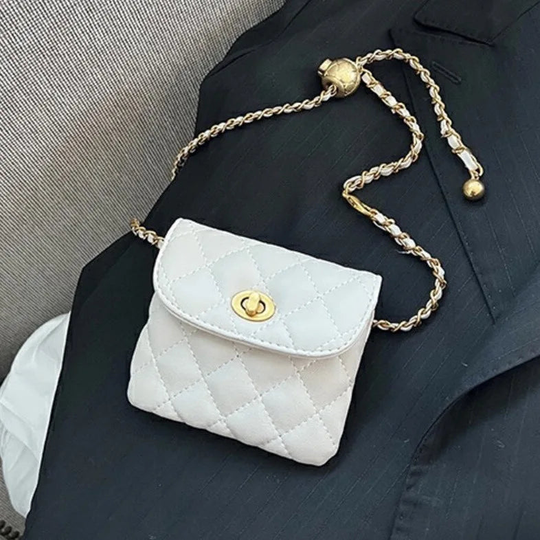 Korean version women's bag new small golden ball fanny pack mini lipstick bag