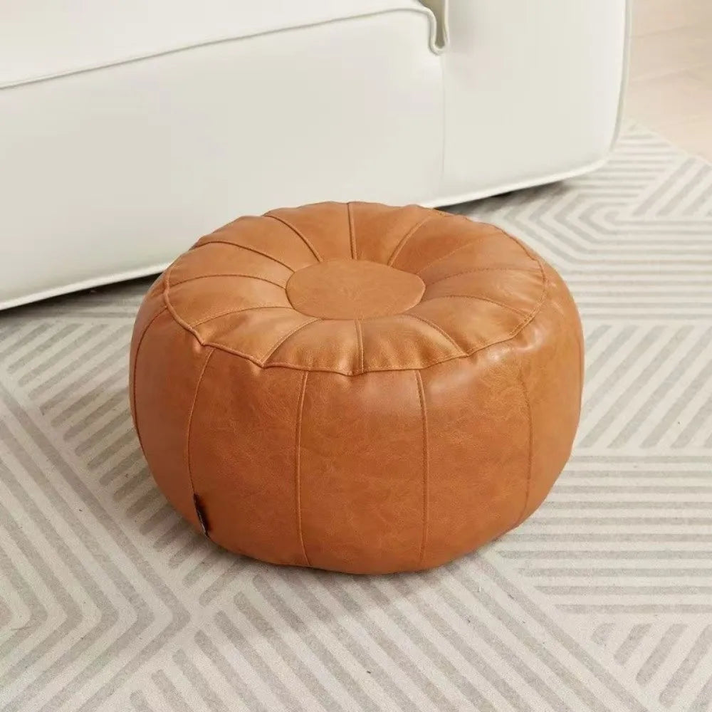 New PU Leather Storage Leg Bench Round Large Capacity Clothes Storage Chair Non-Slip Nordic Storage Pouf Living Room