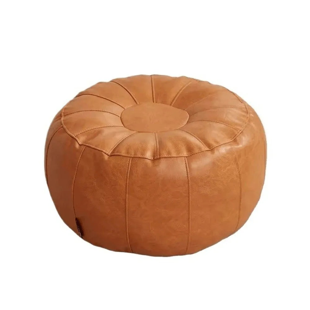 New PU Leather Storage Leg Bench Round Large Capacity Clothes Storage Chair Non-Slip Nordic Storage Pouf Living Room