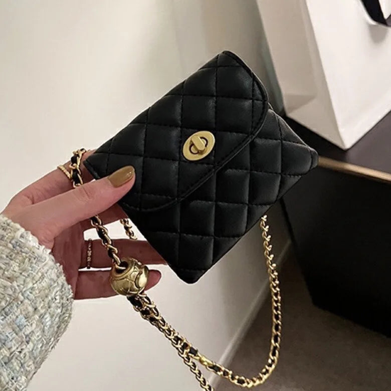 Korean version women's bag new small golden ball fanny pack mini lipstick bag