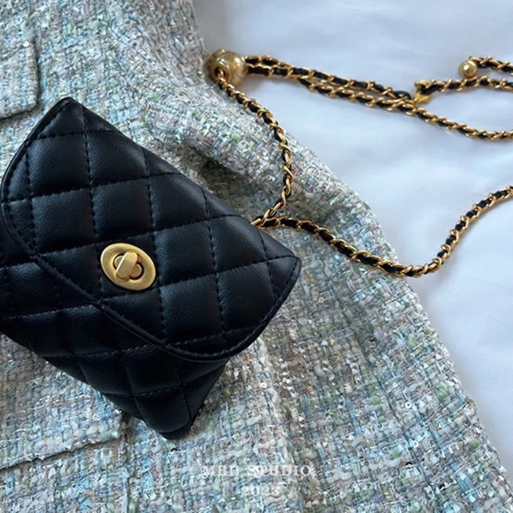 Korean version women's bag new small golden ball fanny pack mini lipstick bag